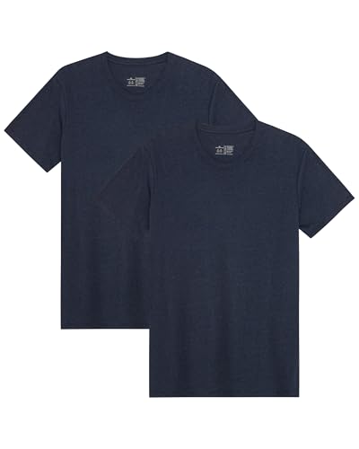 DANISH ENDURANCE Kurzarm Herren T Shirt aus Modal & Bio-Baumwolle, Rundhals-Ausschnitt, 1er, 2er oder 4er Pack, Dunkles Marineblau, L von DANISH ENDURANCE
