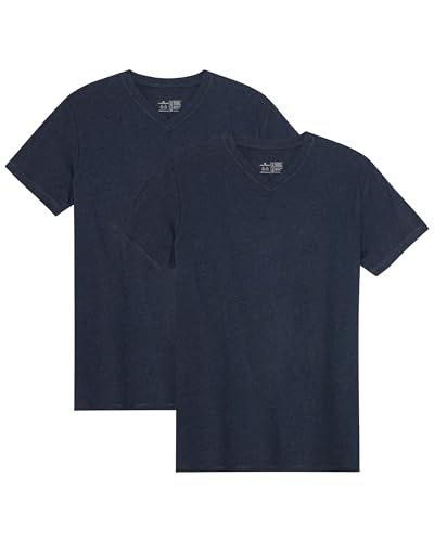 DANISH ENDURANCE Kurzarm Herren T Shirt aus Modal & Bio-Baumwolle, V-Ausschnitt, 1er, 2er oder 4er Pack, Dunkles Marineblau - 2er Pack, XL von DANISH ENDURANCE
