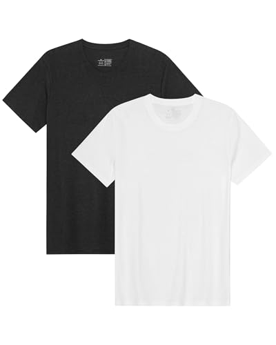 DANISH ENDURANCE Kurzarm Herren T Shirt aus Modal & Bio-Baumwolle, Rundhals-Ausschnitt, 1er, 2er oder 4er Pack, Mehrfarbig (1xweiß, 1xschwarz), M von DANISH ENDURANCE