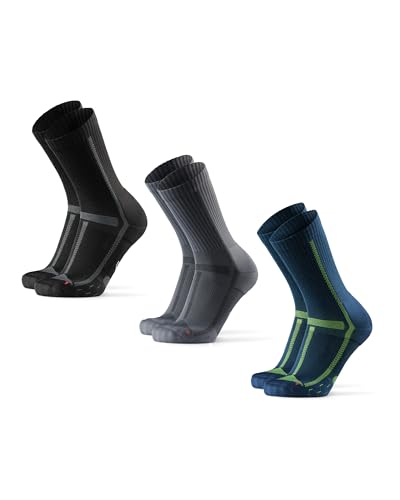 DANISH ENDURANCE Crew Laufsocken (3|5 Paar), Halbhohe Sportsocken, Kompression, Unisex, für Damen & Herren, Mehrfarbig (1x Schwarz, 1x Grau, 1x Marineblau), 35-38 von DANISH ENDURANCE