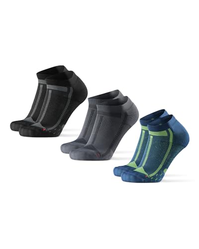 DANISH ENDURANCE Kurze Laufsocken, 3 & 5 Paar Sommer Sportsocken, Schweißableitend, Unisex, für Damen & Herren, Mehrfarbig (1x Schwarz/Grau, 1x Blau/Gelb 1x Grau/Schwarz), 39-42 von DANISH ENDURANCE