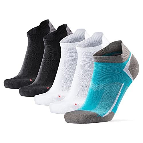 DANISH ENDURANCE Low-Cut Sportsocken (Mehrfarbig (1 x Karibik Blau/Grau, 2 x Schwarz, 2 x Weiß) - 5 Paare, EU 43-47) von DANISH ENDURANCE