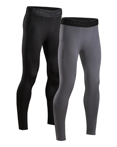 DANISH ENDURANCE Men's Compression Long Tights L Multicolor (1x Black, 1x Grey) 2-Pack von DANISH ENDURANCE