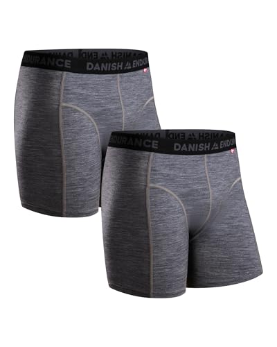DANISH ENDURANCE Merino Boxershorts Herren (1er|2er Pack), Merino Unterwäsche Herren, Mit oder ohne Eingriff, Grau Mélange, L von DANISH ENDURANCE