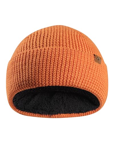 DANISH ENDURANCE Merino Kinder-Mütze mit warmem Fleece, Atmungsaktiv, Weich, Beanie für Mädchen & Jungen Orange One size von DANISH ENDURANCE