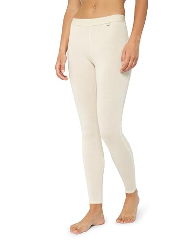 DANISH ENDURANCE Merino Leggings, Premium Thermo-Unterwäsche, Temperaturkontrolle, Weich, für Damen Gebrochenes Weiß L von DANISH ENDURANCE