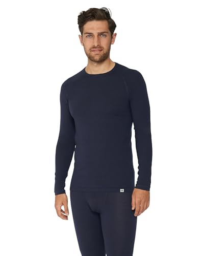 DANISH ENDURANCE Merino Shirt, Premium Thermo-Unterwäsche, Temperaturregulierend, Weich, für Herren Dunkles Marineblau XXL von DANISH ENDURANCE