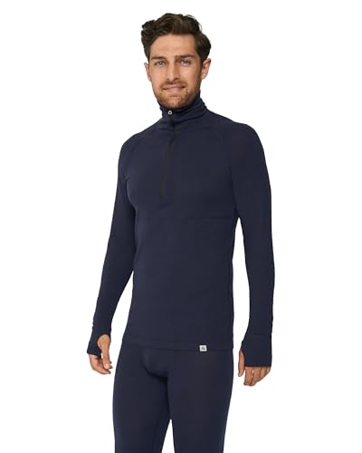 DANISH ENDURANCE Merino Shirt Halfzip, Premium Thermo-Unterwäsche, Temperaturregulierend, Weich, für Herren Dunkel Marineblau Half Zip XXL von DANISH ENDURANCE
