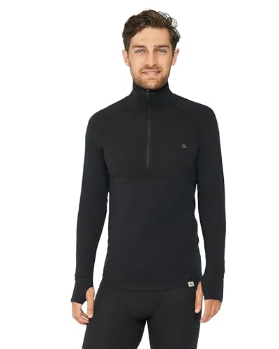 DANISH ENDURANCE Merino Shirt Halfzip, Premium Thermo-Unterwäsche, Temperaturregulierend, Weich, für Herren Schwarz Half Zip XL von DANISH ENDURANCE