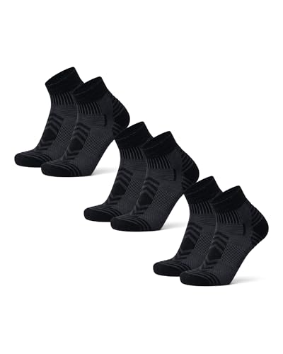 DANISH ENDURANCE Kurze Merino Wolle Wandersocken, Sommer Wollsocken, Unisex, für Herren & Damen, 3 Paar, Schwarz, 48-51 von DANISH ENDURANCE