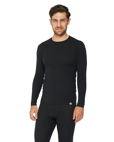 DANISH ENDURANCE Merino Langarm Shirt Herren, Thermounterwäsche Herren, Funktionsshirt, Schwarz, M von DANISH ENDURANCE