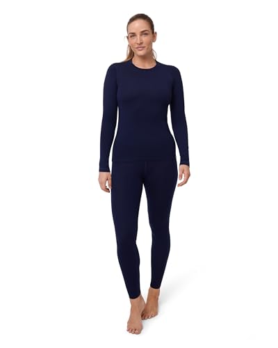DANISH ENDURANCE Merino Thermounterwäsche Damen, Premium Skiunterwäsche Damen, Funktionsunterwäsche Set, Warm & Atmungsaktiv, Merino Unterwäsche Damen, Dunkles Marineblau, S von DANISH ENDURANCE