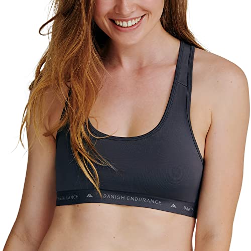 DANISH ENDURANCE Microfiber Racerback Sport Bralette aus recyceltem Polyester, 1 Pack (Grau, X-Large) von DANISH ENDURANCE