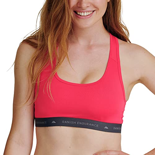 DANISH ENDURANCE Microfiber Racerback Sport Bralette aus recyceltem Polyester, 1 Pack (Pink, Large) von DANISH ENDURANCE