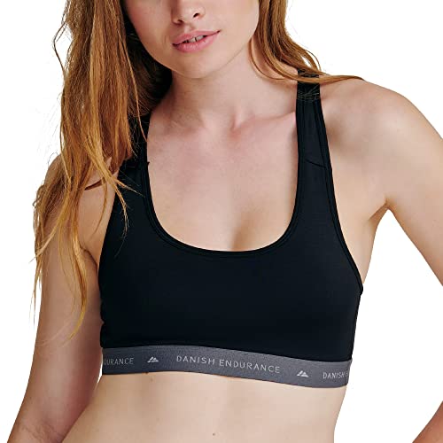 DANISH ENDURANCE Microfiber Racerback Sport Bralette aus recyceltem Polyester, 1 Pack (Schwarz, Large) von DANISH ENDURANCE