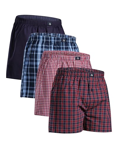 DANISH ENDURANCE American Boxershorts (4er|6er Pack), 100% Bio-Baumwolle, für Herren & Jungen, Blau/Rot Mix 4er Pack, XXL von DANISH ENDURANCE