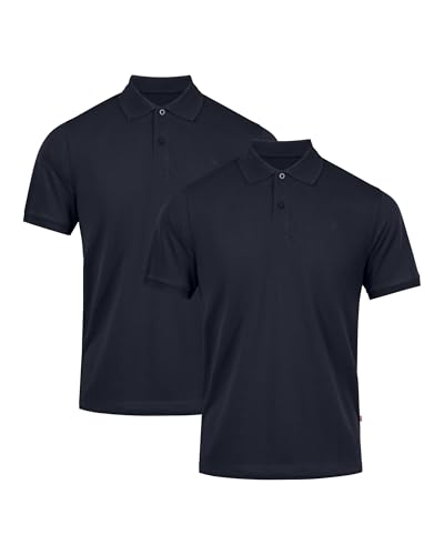 DANISH ENDURANCE Poloshirt Herren aus Bio-Baumwolle, Kurzarm & Regular Fit, Stretch-Passform Marineblau 2er Pack XL von DANISH ENDURANCE