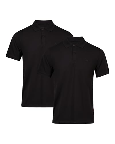 DANISH ENDURANCE Poloshirt Herren aus Bio-Baumwolle, Kurzarm & Regular Fit, Stretch-Passform Schwarz 2er Pack XXL von DANISH ENDURANCE