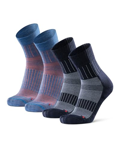 DANISH ENDURANCE Premium Merino Laufsocken 2 Paare (Mehrfarbig (1 x Blau/Orange, 1 x Marineblau/hellblau), EU 39-42) von DANISH ENDURANCE