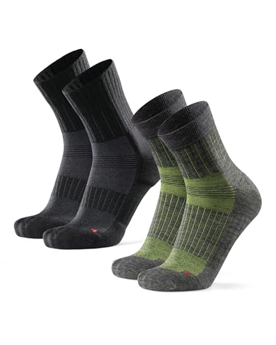 DANISH ENDURANCE Premium Merino Laufsocken 2 Paare (Mehrfarbig (1 x Schwarz/Grau, 1 x Grau/Grün), EU 39-42) von DANISH ENDURANCE