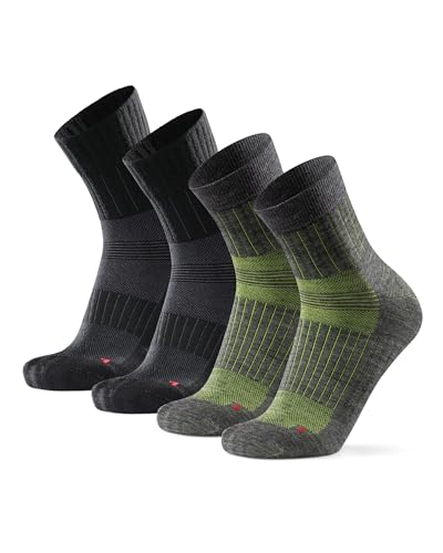 DANISH ENDURANCE Premium Merino Laufsocken 2 Paare (Mehrfarbig (1 x Schwarz/Grau, 1 x Grau/Grün), EU 43-47) von DANISH ENDURANCE