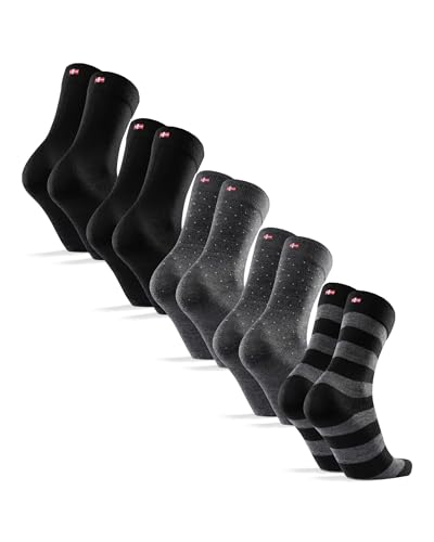 DANISH ENDURANCE Premium Merino-Socken, (3 | 5 Paar), Unisex, Socken Merinowolle Herren & Damen Mehrfarbig (2xSchwarz, 2xGrau Gepunktet, 1xGrau Gestreift) 39-42 von DANISH ENDURANCE
