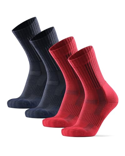 DANISH ENDURANCE Premium Merino Wandersocken für Damen & Herren 2 Paare (Mehrfarbig (1 x Marineblau, 1 x rot), EU 39-42) von DANISH ENDURANCE