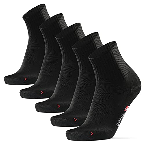 DANISH ENDURANCE Quarter Pro Sportsocken, Laufsocken für Damen und Herren 1, 3 oder 5 Paare (5x Schwarz, EU 43-47) von DANISH ENDURANCE