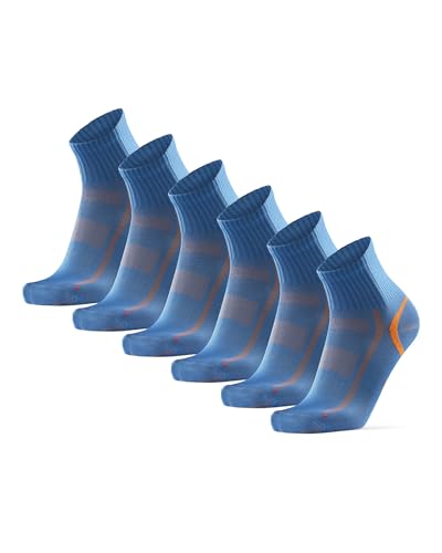 DANISH ENDURANCE Quarter Sportsocken (EU 35-38, Blau/Orange - 3 Paare) von DANISH ENDURANCE