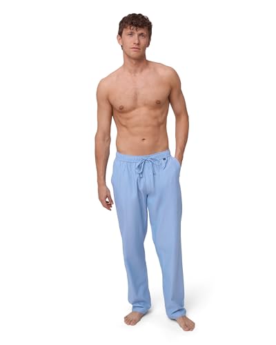 DANISH ENDURANCE Schlafanzughose Herren Lang, 100% Bio-Baumwoll Schlafanzug Lang, Pyjama Hose Herren mit verstellbaren Bund, Hellblau, L von DANISH ENDURANCE