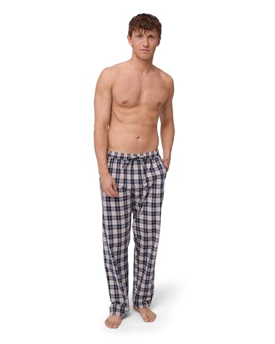 DANISH ENDURANCE Schlafanzughose Herren Lang, 100% Bio-Baumwoll Schlafanzug Lang, Pyjama Hose Herren mit verstellbaren Bund, Karo Camel, M von DANISH ENDURANCE