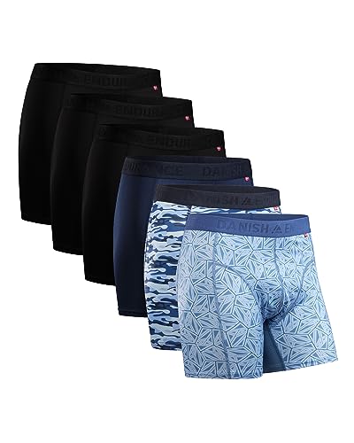 DANISH ENDURANCE Sport Boxershorts Mehrfarbig (3X Schwarz, 1x Blau, 1x Camo Blau, 1x Mosaik Blau) XXL von DANISH ENDURANCE