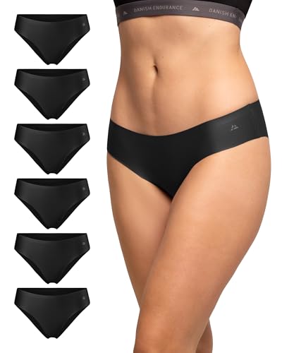 DANISH ENDURANCE 6er Pack Unsichtbare Bikini Slips aus Mikrofaser, für Sport & Alltag, Nahtlos, Sportunterhosen für Damen Schwarz XXL von DANISH ENDURANCE