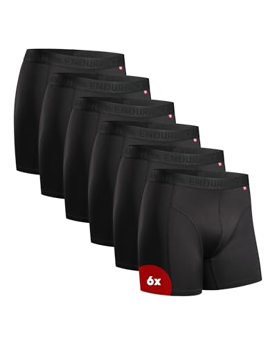 DANISH ENDURANCE 6er Pack Sport Boxershorts Herren, Mit regulärem oder langem Bein, Schwarz, XXXL von DANISH ENDURANCE
