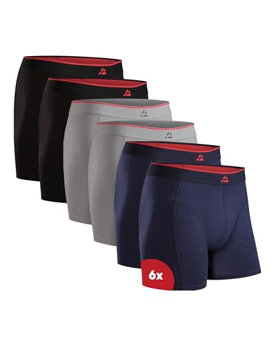 DANISH ENDURANCE 6er Pack Bambus Boxershorts Herren, Unterhosen Herren mit oder ohne Eingriff, Mehrfarbig (2X Schwarz, 2X Grau, 2X Marineblau) XXL von DANISH ENDURANCE