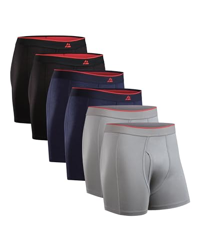 DANISH ENDURANCE Weiche Boxershorts mit Eingriff 6er-Pack Mehrfarbig (2X Schwarz, 2X Grau, 2X Marineblau) M von DANISH ENDURANCE