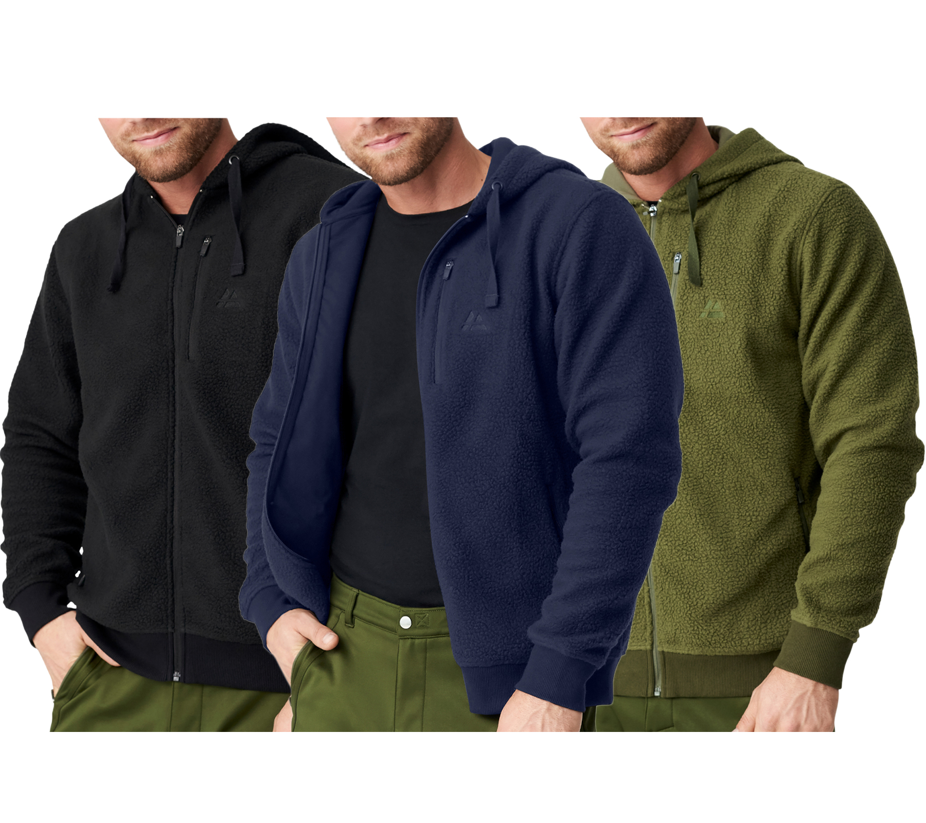 DANISH ENDURANCE nachhaltige Herren Fleece-Jacke mit Kapuze Oeko-Tex zertifiziert 155000 Schwarz, Navy, Grün von DANISH ENDURANCE