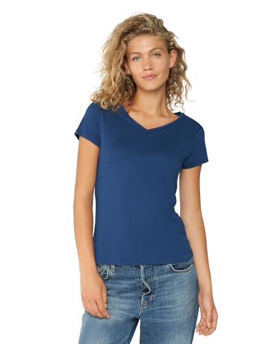 Damen T-Shirts Crew or V-Neck 1 Pack (V-Ausschnitt - Blau, L) von DANISH ENDURANCE