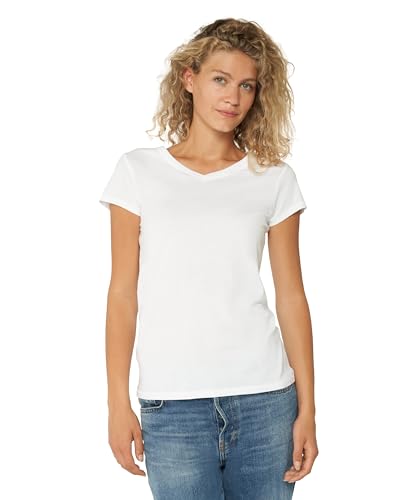 Damen T-Shirts Crew or V-Neck 1 Pack (V-Ausschnitt - Weiß, L) von DANISH ENDURANCE