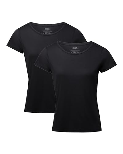 Damen T-Shirts Crew or V-Neck 2 Pack (Rund - Schwarz, L) von DANISH ENDURANCE