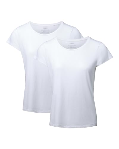 Damen T-Shirts Crew or V-Neck 2 Pack (Rund - Weiß, L) von DANISH ENDURANCE