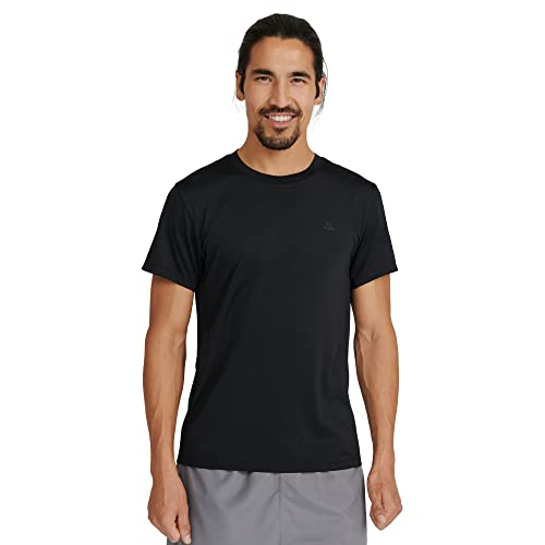 DANISH ENDURANCE DANISH ENDURANCE Herren-Aktiv-T-Shirt für Sport, Training & Laufen, 1er-Pack Leichtes, schweißableitendes Schwarz/großes schwarzes Logo, Small von DANISH ENDURANCE