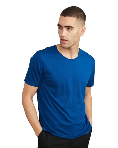 Herren Organic T-Shirt, 1 Pack, Rund- und V-Ausschnitt, aus Modal und Bio-Baumwolle (Rund - Blau, XL) von DANISH ENDURANCE