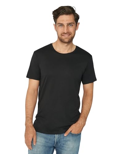 Herren Organic T-Shirt, 1 Pack, Rund- und V-Ausschnitt, aus Modal und Bio-Baumwolle (Rund - Schwarz, L) von DANISH ENDURANCE