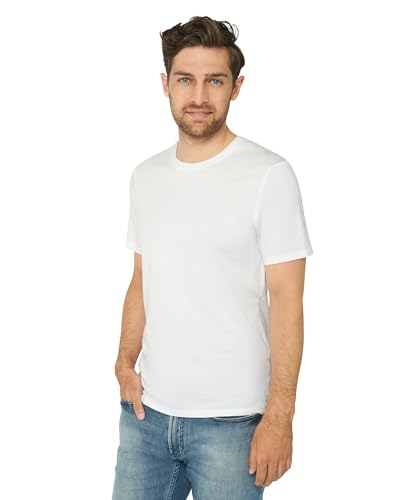 Herren Organic T-Shirt, 1 Pack, Rund- und V-Ausschnitt, aus Modal und Bio-Baumwolle (Rund - Weiß, S) von DANISH ENDURANCE