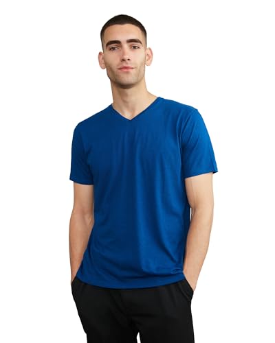 Herren Organic T-Shirt, 1 Pack, Rund- und V-Ausschnitt, aus Modal und Bio-Baumwolle (V-Ausschnitt - Blau, M) von DANISH ENDURANCE