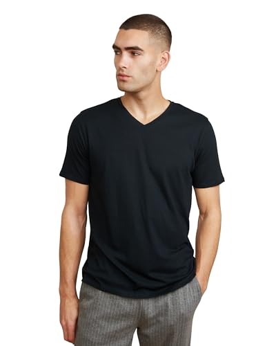 Herren Organic T-Shirt, 1 Pack, Rund- und V-Ausschnitt, aus Modal und Bio-Baumwolle (V-Ausschnitt - Schwarz, XL) von DANISH ENDURANCE