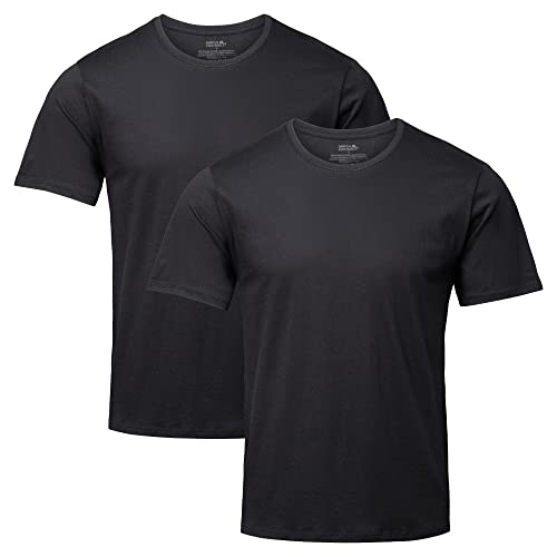 Herren Organic T-Shirt, 2 Pack, Rund- und V-Ausschnitt, aus Modal und Bio-Baumwolle (Rund - Schwarz, L) von DANISH ENDURANCE