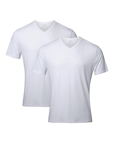 Herren Organic T-Shirt, 2 Pack, Rund- und V-Ausschnitt, aus Modal und Bio-Baumwolle (V-Ausschnitt - Weiß, XL) von DANISH ENDURANCE