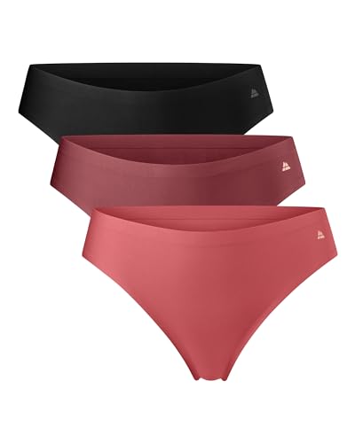 Invisible String Tangas für Damen, 3er Pack Low-Rise Slips, Unsichtbare Unterwäsche für Sport, Training & Alltag, aus recycelten Materialien (Mehrfarbig (1x Blush, 1x Ruby, 1x Schwarz), L) von DANISH ENDURANCE